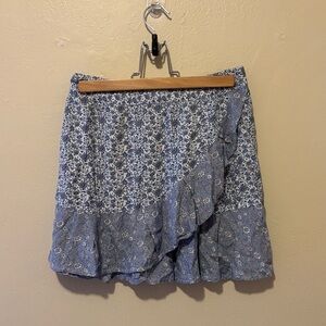 Elegant Blue Floral Mini Skirt